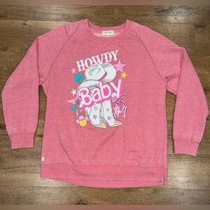 Simply Southern Howdy Baby Cowboy Hat & Boots Crewneck Sweatshirt Size: Large